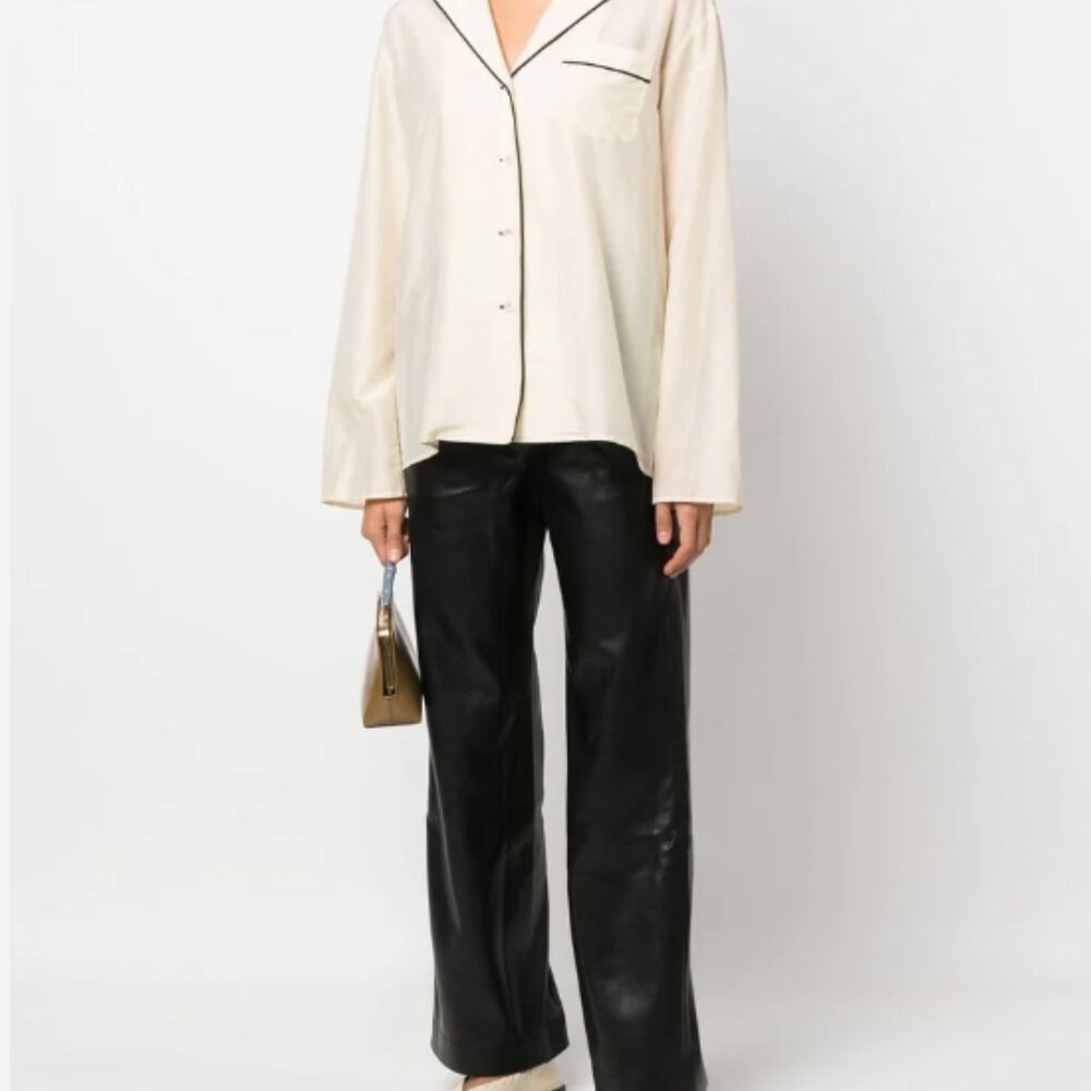 Toteme Cotton Silk PJ Blouse - Cream - Size 40 (US 8) - Picture 8 of 9